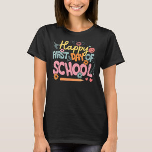 Retro Happy First Day Of School  Students Teacher  T-Shirt