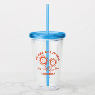 Retro Happy Flower Graphic Acrylic Tumbler