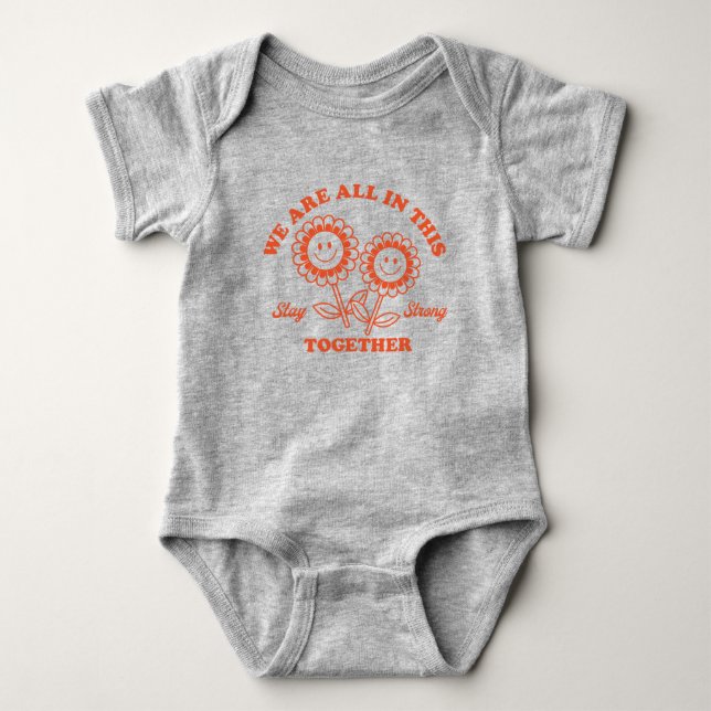 Retro Happy Flower Graphic Baby Bodysuit (Front)