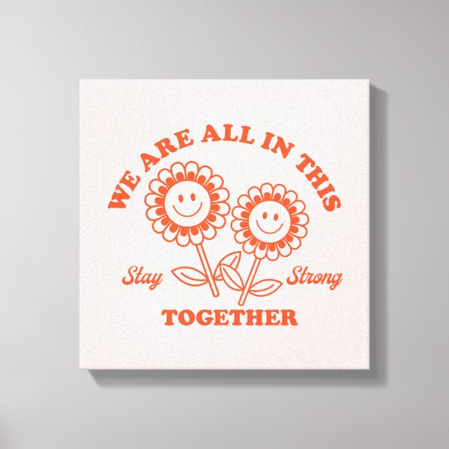 Retro Happy Flower Graphic Canvas Print (Front)