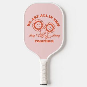 Retro Happy Flower Graphic Pickleball Paddle