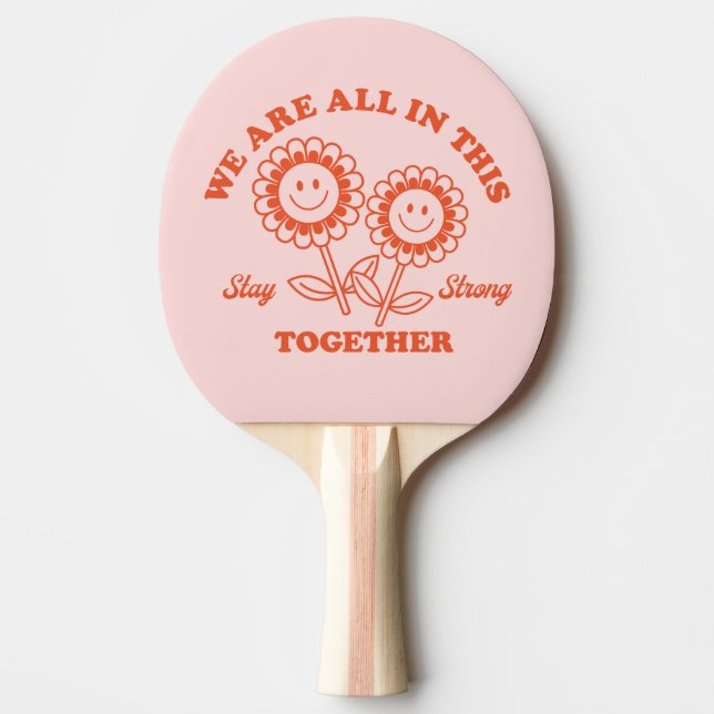 Retro Happy Flower Graphic Ping Pong Paddle (Front)