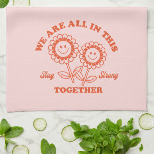 Retro Happy Flower Graphic Tea Towel