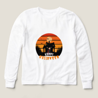 Retro Happy Halloween Haunted House Vintage Sunset
