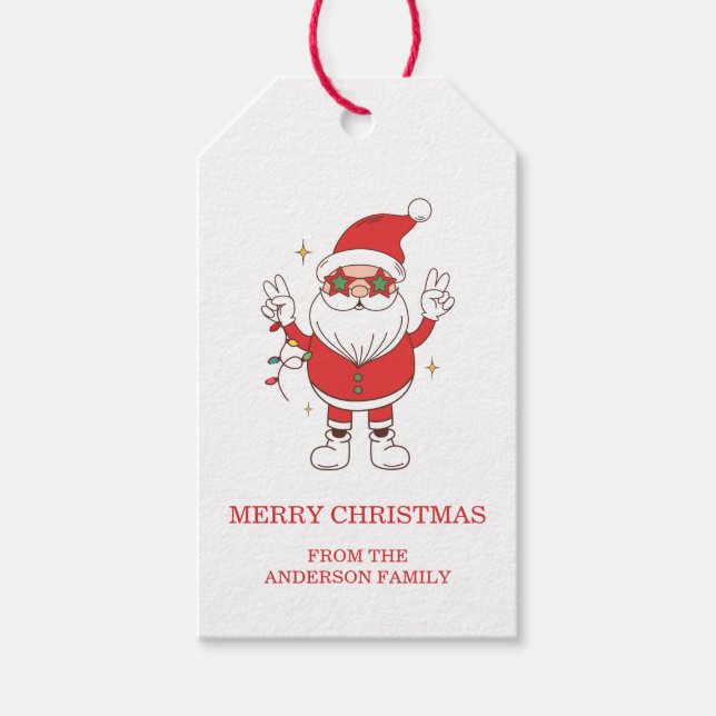 Retro Happy Holidays Christmas Gift Tags (Front)