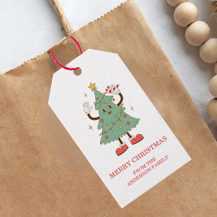 Retro Happy Holidays Christmas Gift Tags