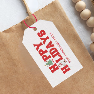 Retro Happy Holidays Christmas Gift Tags