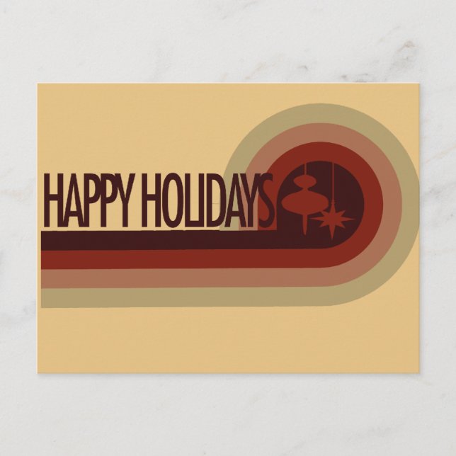 Retro Happy Holidays Holiday Postcard (Front)