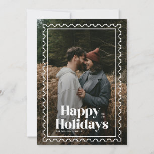 Retro Happy Holidays Stamp family Photo Holiday Card