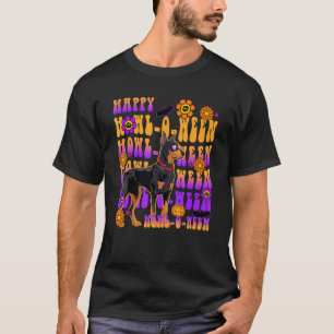 Retro Happy Howl o ween Doberman Dog Flower Groov T-Shirt