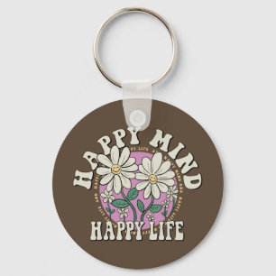 Retro Happy Mind Happy Life Key Ring
