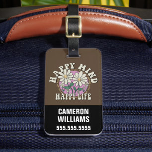 Retro Happy Mind Happy Life Luggage Tag