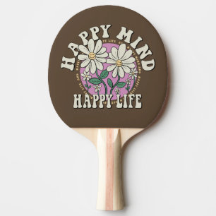 Retro Happy Mind Happy Life Ping Pong Paddle