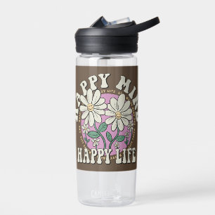 Retro Happy Mind Happy Life Water Bottle