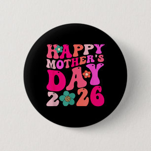 Retro Happy Mothers Day 2026 Family Matching Mum 6 Cm Round Badge