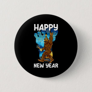 Retro Happy New Year 2026 Bigfoot Lovers New Years 6 Cm Round Badge