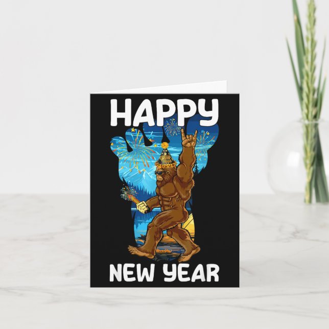 Retro Happy New Year 2026 Bigfoot Lovers New Years Card (Front)