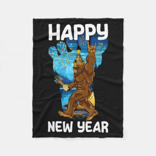 Retro Happy New Year 2026 Bigfoot Lovers New Years Fleece Blanket