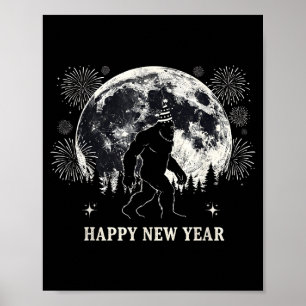 Retro Happy New Year 2026 Bigfoot Night New Years  Poster