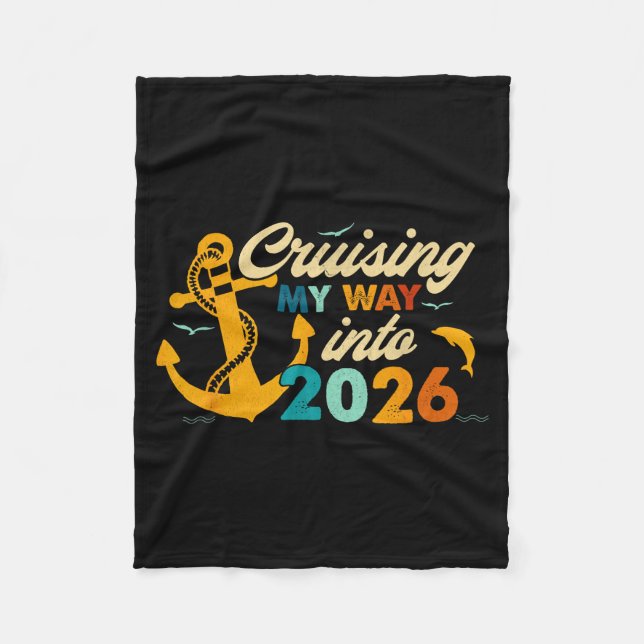 Retro Happy New Year 2026 Nye Disco Cute Bow Hipe  Fleece Blanket (Front)