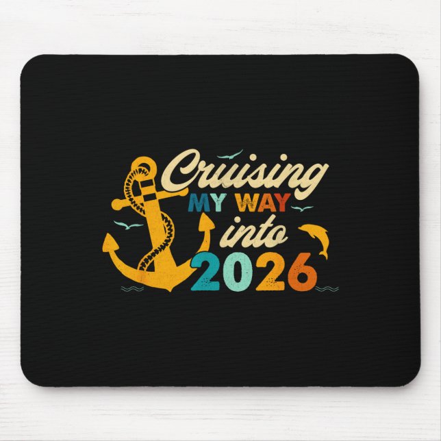 Retro Happy New Year 2026 Nye Disco Cute Bow Hipe  Mouse Pad (Front)