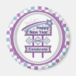 Retro Happy New Year Sign – Celebrate Marquee Magnet