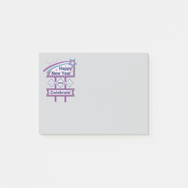 Retro Happy New Year Sign – Celebrate Marquee Post-it Notes (Front)