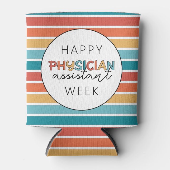 Retro Happy Physician Assistant Week Can Cooler (Front)