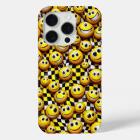 Retro Happy Smiley Face Phone Case - Wavy Yellow