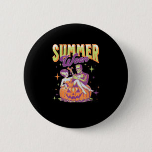 Retro Happy Summerween Funny Frankenstein Monster  6 Cm Round Badge
