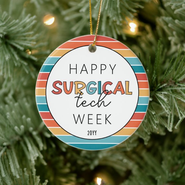 Retro Happy Surgical Tech Week Ceramic Tree Decoration (Tree)