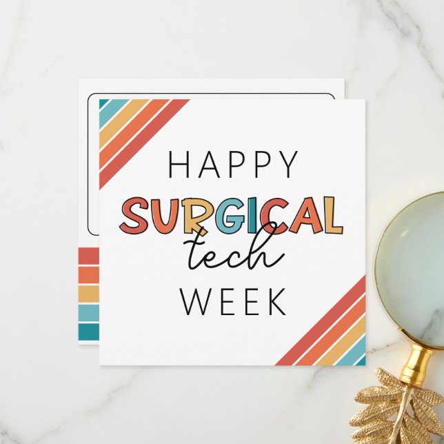 Retro Happy Surgical Tech Week Thank You Card (Front/Back In Situ)