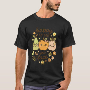 Retro Happy to See Your Face Cute Fruit Graphic T-Shirt