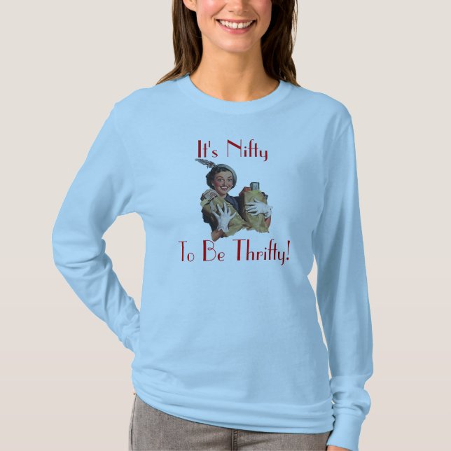 Retro Happy w/ Purchases Grocery Shopper Fun Cute T-Shirt (Front)