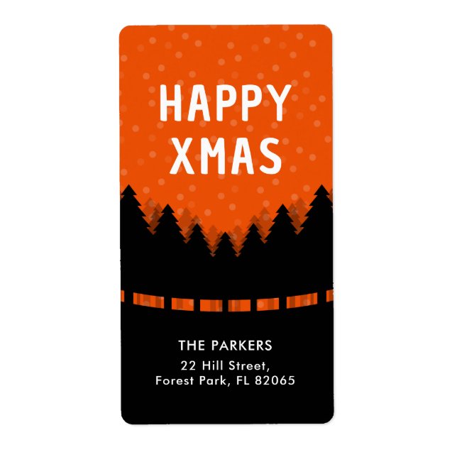 Retro Happy Xmas with pine trees and snow (Front)