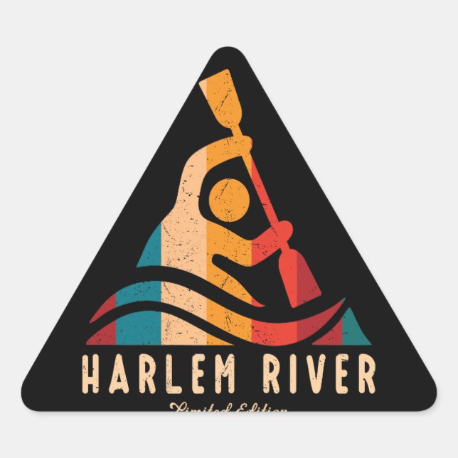 Retro Harlem River Kayaking Triangle Sticker (Front)
