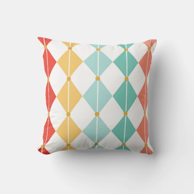 Retro Harlequin Diamond Seamless Pattern Cushion (Front)