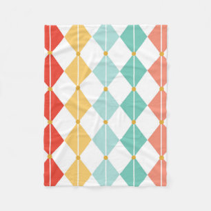 Retro Harlequin Diamond Seamless Pattern Fleece Blanket