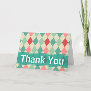 Retro Harlequin Geometric Thank You Card
