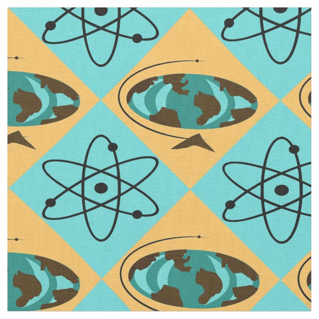 Retro Harlequin Globe Trotter Fabric (Close Up)
