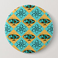 Retro Harlequin Globe Trotter Round Button