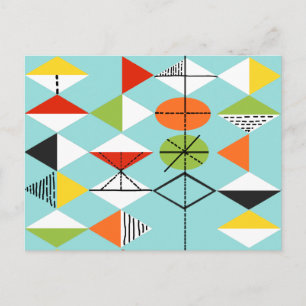 Retro Harlequin Pattern Postcard
