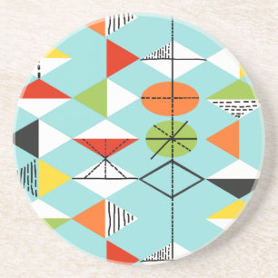 Retro Harlequin Pattern Sandstone Coaster