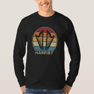 Retro Harpist Harpist Konghou Pedal Harp Harp Play T-Shirt