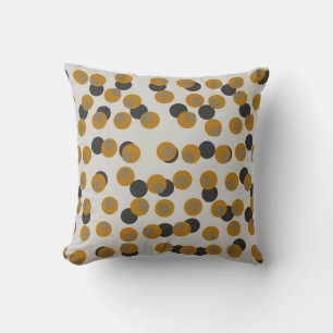 Retro Harvest Gold Mid-Century Dots Cushion