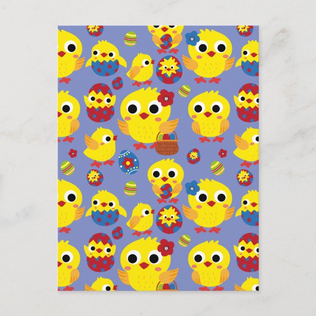 Retro Hatch Easter Eggs Announcement Postcard (Front)