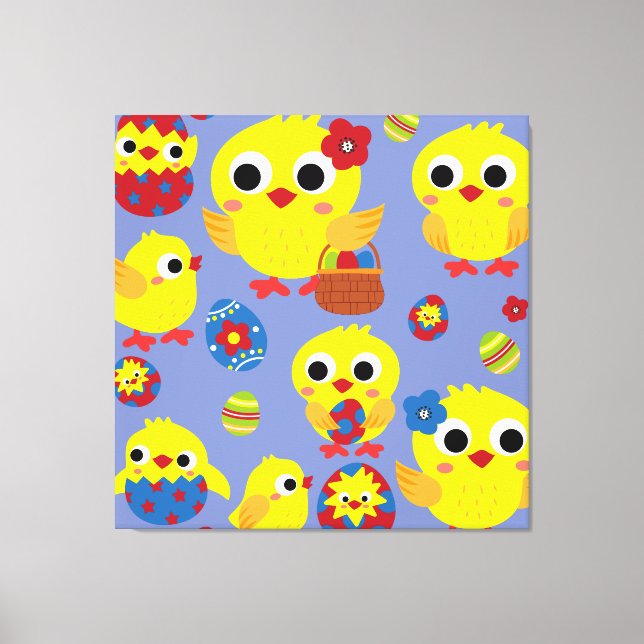 Retro Hatch Easter Eggs Canvas Print (Front)