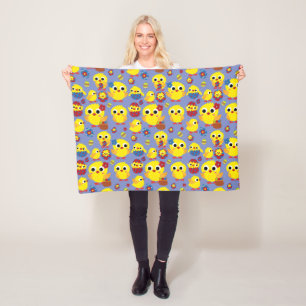Retro Hatch Easter Eggs Fleece Blanket
