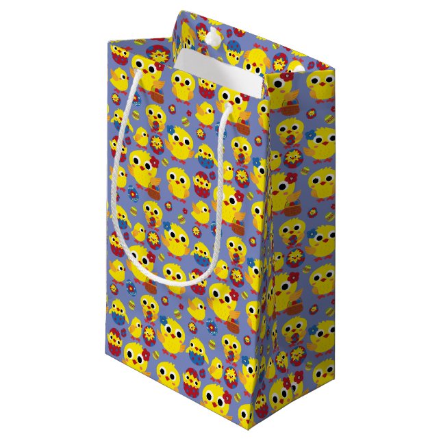 Retro Hatch Easter Eggs Small Gift Bag (Front Angled)