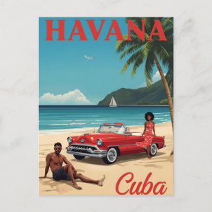 Retro Havana Beach Vibes Postcard